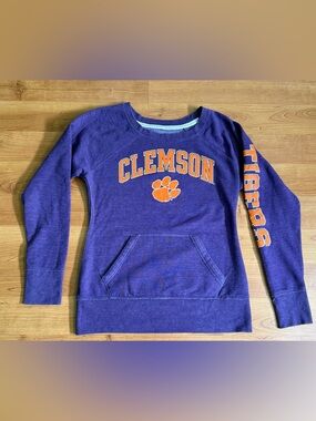 Clemson Crewneck Sweatshirt L Purple Vintage Style College Varsity Preppy Pastel